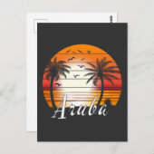 Vintager Aruba Palm Tree Summer Beach Postkarte (Vorne/Hinten)