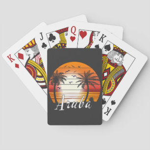 Vintager Aruba Palm Tree Summer Beach Spielkarten