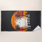 Vintager Aruba Palm Tree Summer Beach Strandtuch (Vorderseite)