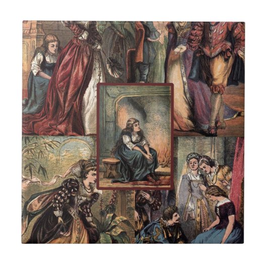 Vintager Aschenputtel-WeihnachtsMontage Fliese (Vorderseite)