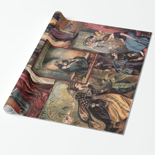 Vintager Aschenputtel-WeihnachtsMontage Geschenkpapier (Ungerollt)