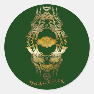 Vintager asiatischer Stammesdrache auf Color BG Runder Aufkleber