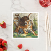 Vintager asiatischer Streifenreiter Serviette (Beispiel)