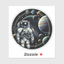Vintager Astronaut und Planeten Aufkleber