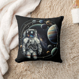 Vintager Astronaut und Planeten Kissen