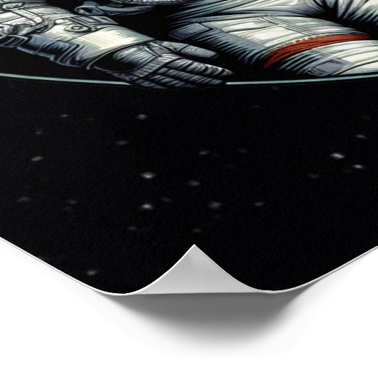 Vintager Astronaut und Planeten Poster (Ecke)