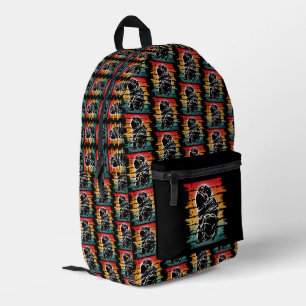 Vintager Astronautenschwarz und weiß Bedruckter Rucksack