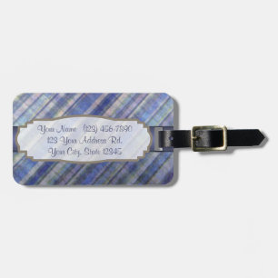 Vintager Aufkleber auf Lavendel und blauen Damast- Gepäckanhänger
