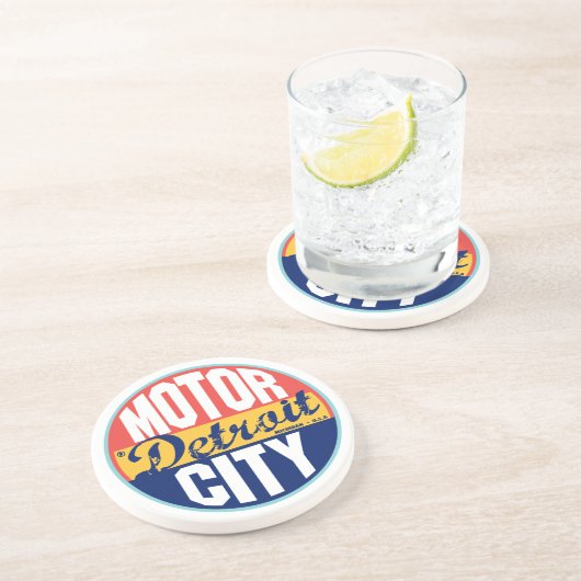 Vintager Aufkleber Detroits Getränkeuntersetzer (Seite)