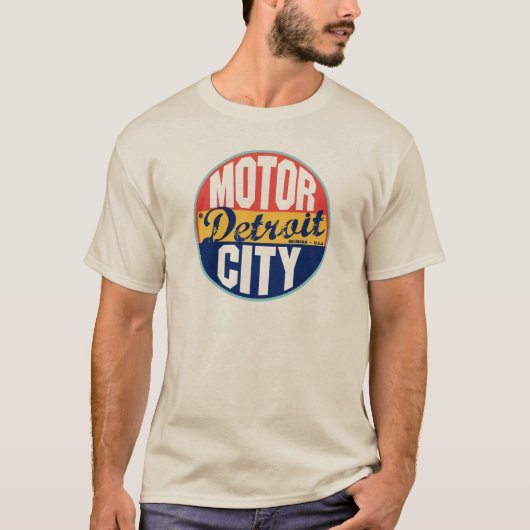 Vintager Aufkleber Detroits T-Shirt (Vorderseite)