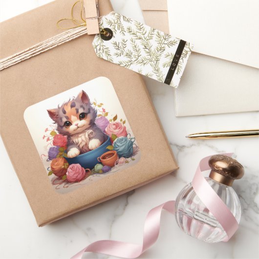 Vintager Aufkleber für niedliche Katze (Schenken)