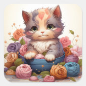 Vintager Aufkleber für niedliche Katze (Vorderseite)