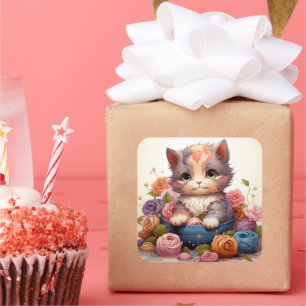 Vintager Aufkleber für niedliche Katze