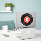 Vintager Aufkleber für Vinyl Record (Laptop auf Schreibtisch)