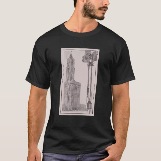Vintager Aufzug im Wolkenkratzer, Illustrative T-Shirt (Vorderseite)