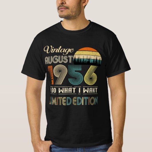 Vintager August 1956 T - Shirt - Retro Style Gebur (Vorderseite)