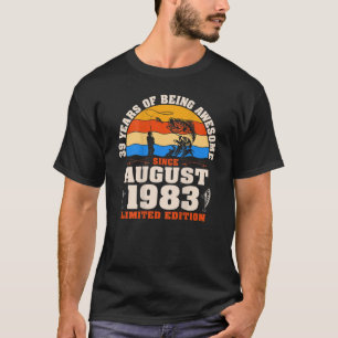 Vintager August 1983 39 Jähriger Fischfang 39. T-Shirt