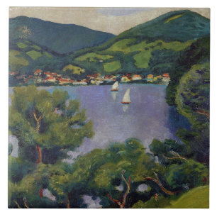 Vintager August Macke-Blick vom Tegernsee Fliese