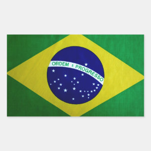 Vintager Ausblick auf die brasilianische Flagge Rechteckiger Aufkleber