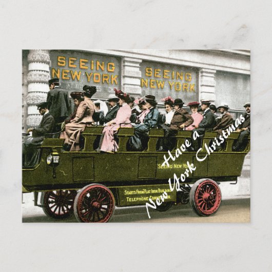 Vintager Ausflug-Bus in NYC Weihnachten (Vorderseite)