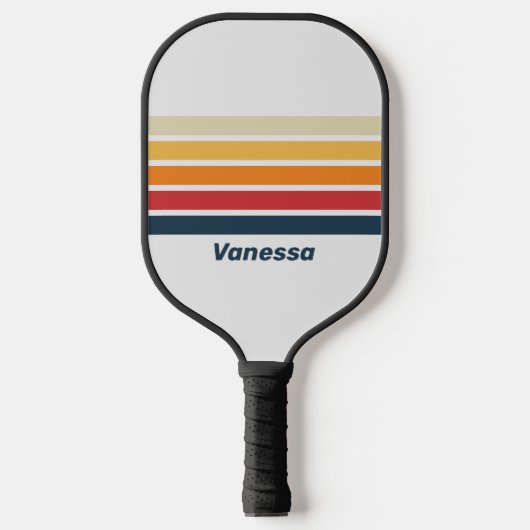 Vintager ausgeblendeter Regenbogen durch Streifen Pickleball Schläger (Vorderseite)