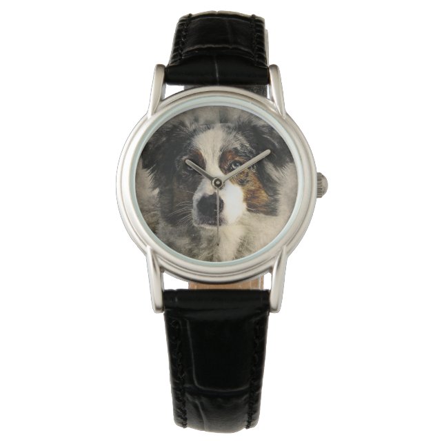 Vintager australischer Schäferhund Armbanduhr (Vorderseite)