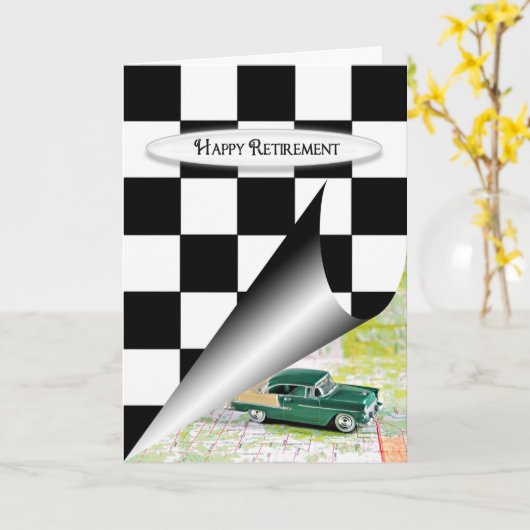 Vintager Auto-Ruhestand Karte (Gelbe Blume)