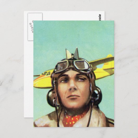Vintager Aviator Postkarte (Vorne/Hinten)