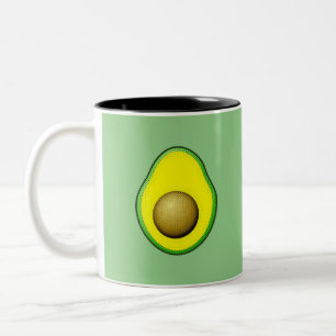 Vintager Avocado Zeichnend Zweifarbige Tasse