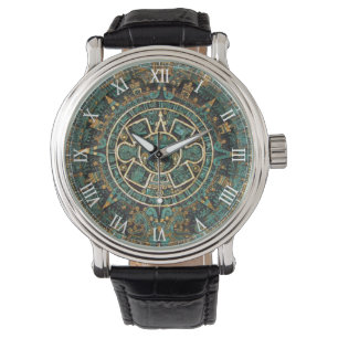 Vintager Aztec-Kalender Armbanduhr