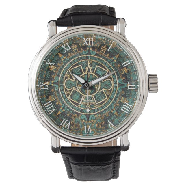Vintager Aztec-Kalender Armbanduhr (Vorderseite)