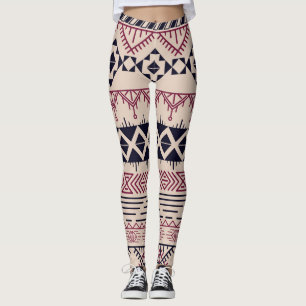 Vintager aztekischer Hintergrund, ethnisches Muste Leggings