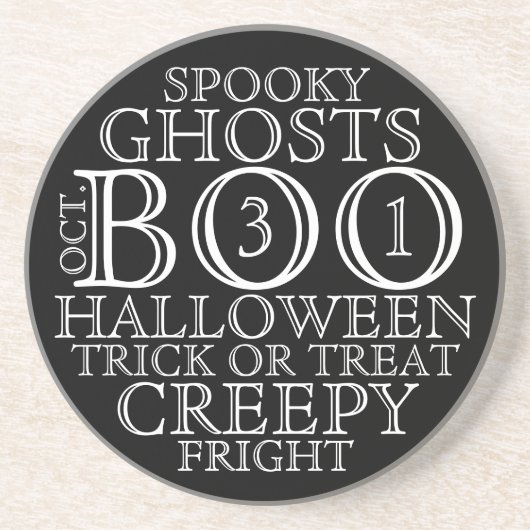 Vintager B&W Halloween Sandstein Untersetzer (Vorne)