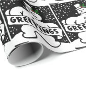 Vintager B&W Snowman (MED. /Lg. Bild) Geschenkpapier (Rolleneckpunkt)