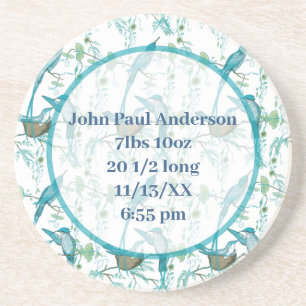 Vintager Baby Bird mit Moma- und Papa-Bird-Unterse Sandstein Untersetzer