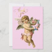 Vintager Baby-Cherub mit Blume Dankeskarte (Vorderseite)