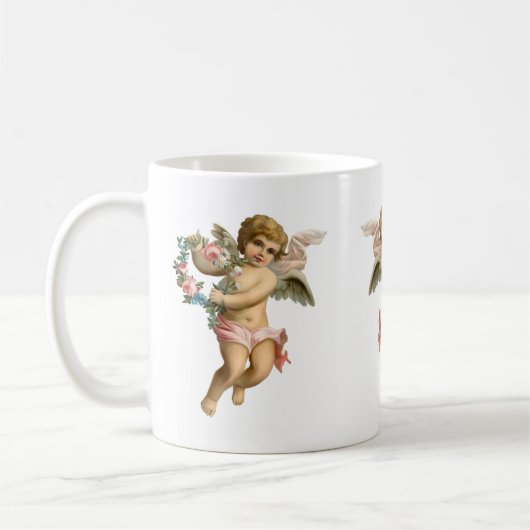 Vintager Baby-Cherub mit Blume Kaffeetasse (Links)