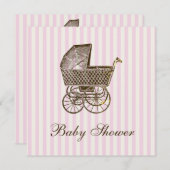 VINTAGER BABY PRAM| BABY SHOWER EINLADUNG (Vorne/Hinten)