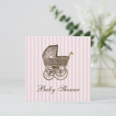 VINTAGER BABY PRAM| BABY SHOWER EINLADUNG (Stehend Vorderseite)