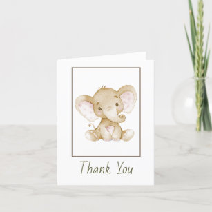 Vintager Babyelefant geklappt Dankeschön Karte