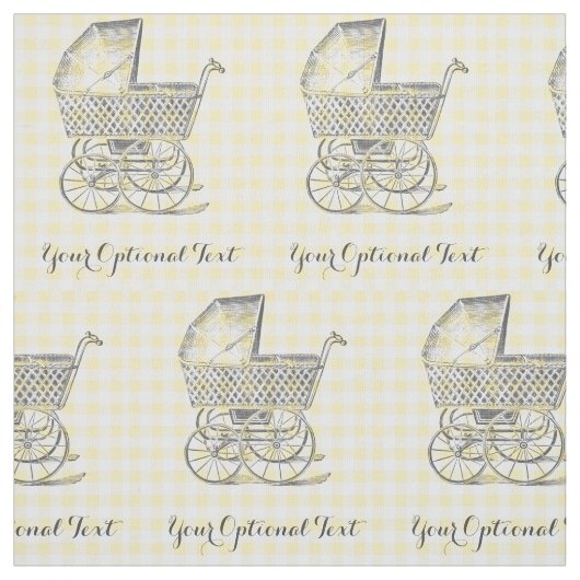 Vintager BabyPram auf gelbem Gingham Stoff (Muster)