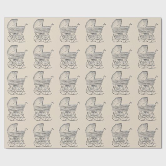 Vintager BabyPram Geschenkpapier (Flach)