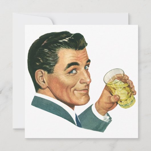 Vintager Bachelor im Cocktail-Party Einladung (Vorderseite)