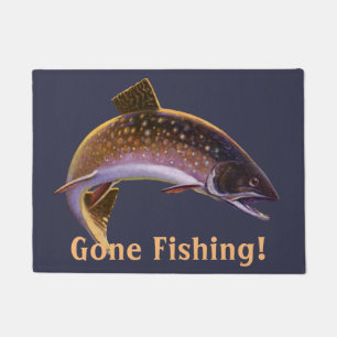 Vintager Bachforellenfisch, Sportfischer Fußmatte