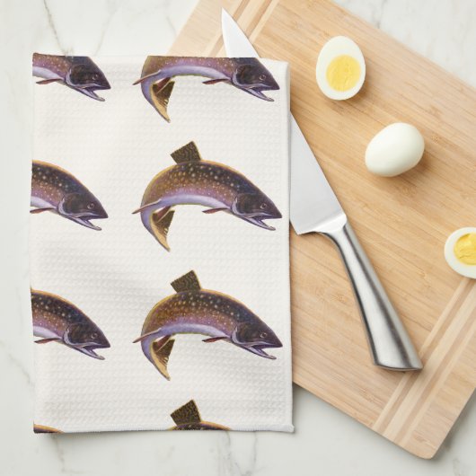 Vintager Bachforellenfisch, Sportfischer Geschirrtuch (Viertel Falte)