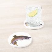 Vintager Bachforellenfisch, Sportfischer Getränkeuntersetzer (Seite)