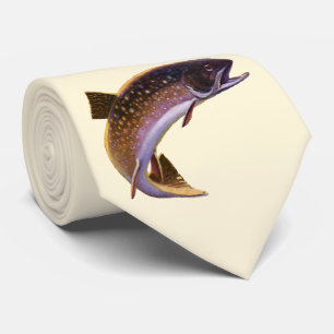 Vintager Bachforellenfisch, Sportfischer Krawatte