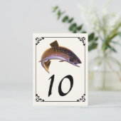 Vintager Bachforellenfisch, Sportfischer Postkarte (Stehend Vorderseite)