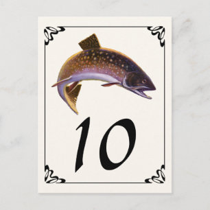 Vintager Bachforellenfisch, Sportfischer Postkarte