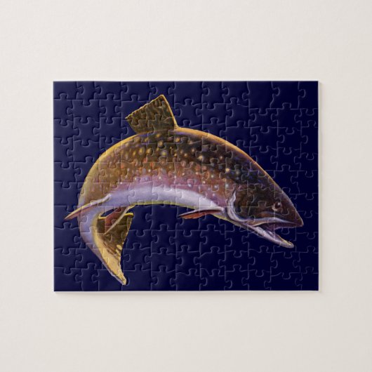 Vintager Bachforellenfisch, Sportfischer Puzzle (Horizontal)